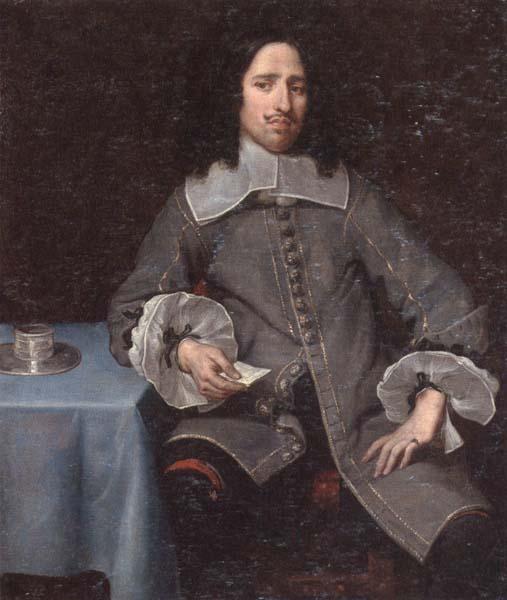 unknow artist Portrait of a gentleman,three-quarter length,standing beside a table France oil painting art